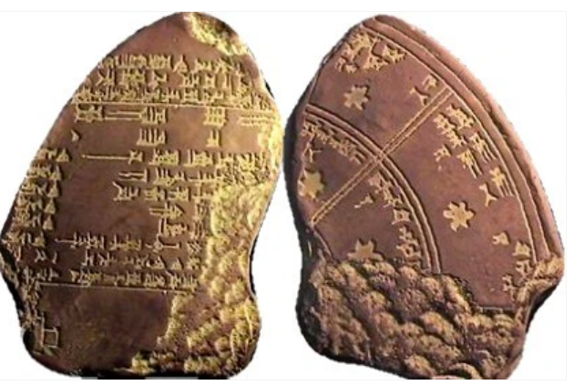 Babylonian cuneiform tablets showing numerical and geometric notation.